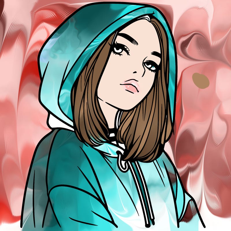 a realistic girl in a hoodie