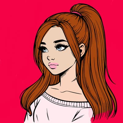 realistic girl with a high ponytail