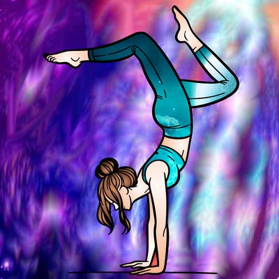 a woman doing a handstand