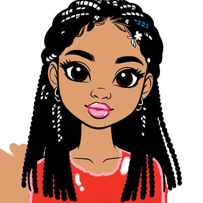 a realistic black girl with braids