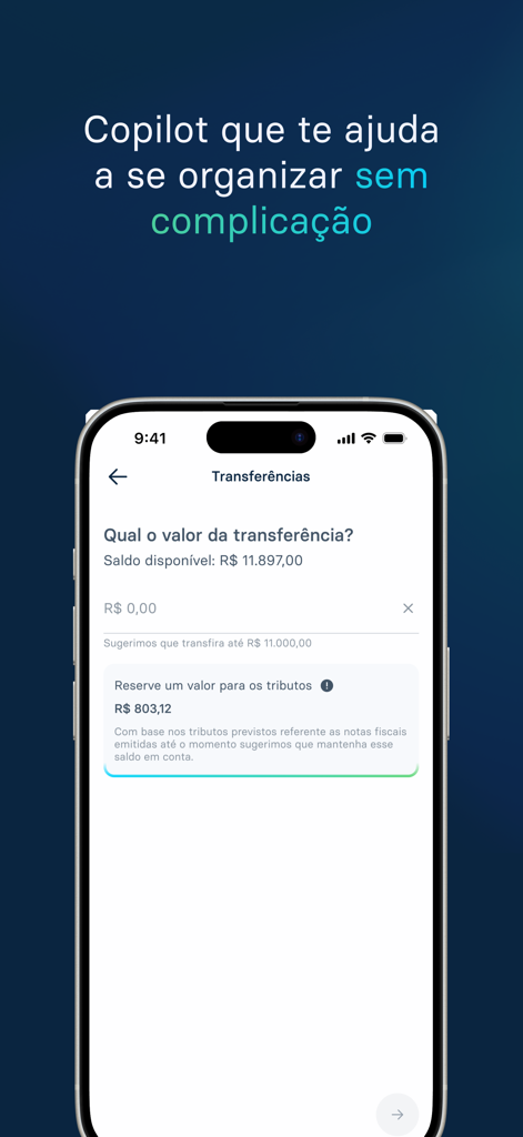 Caveo - Caveo app screen showing financial transfer options and automated tax reservation for medical professionals