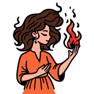 woman with fire