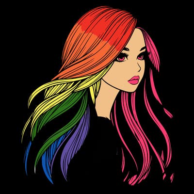 realistic girl with long realistic hair