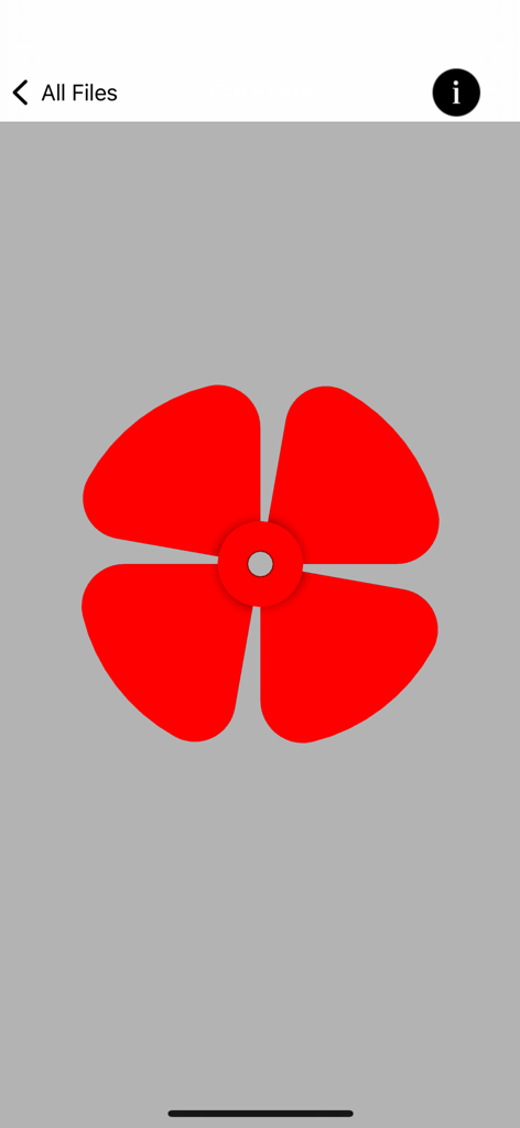 Red 4 blade propeller 3D model displayed in the 3D PDF Viewer app