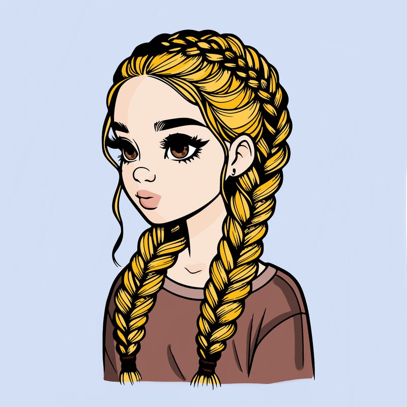 realistic girl with braids