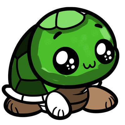 cute little animated turtle