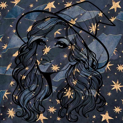 realistic witch girl with wavy hair and lips