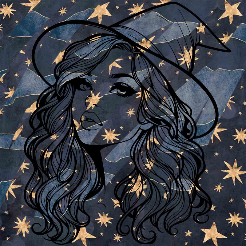 realistic witch girl with wavy hair and lips