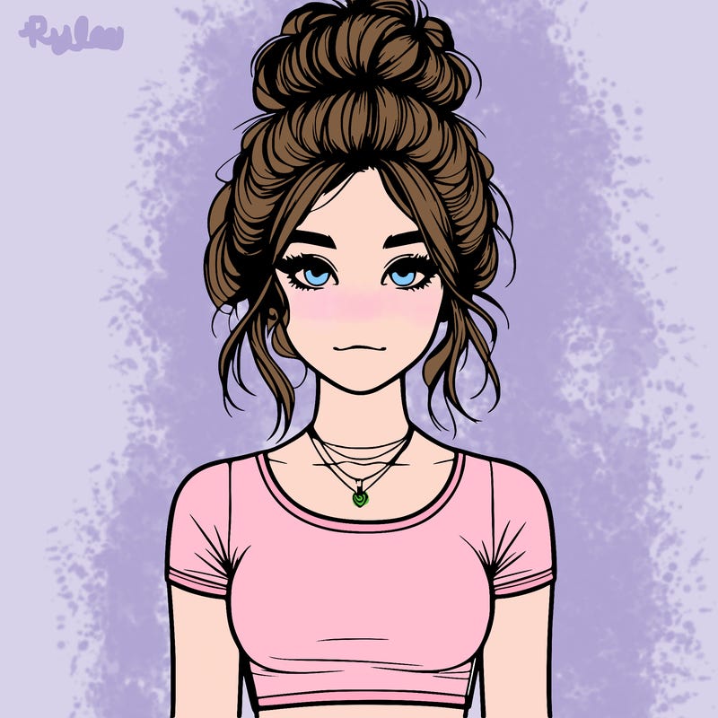 realistic girl with messy bun and croptop