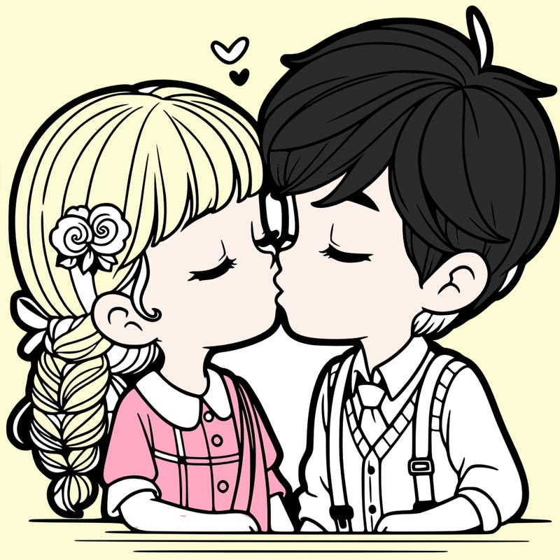 girl and a boy kissing