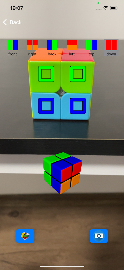 Magic Cube Solver 5x 3x 4x 2x - Smart camera scan of a 2x2 magic cube in the solver app