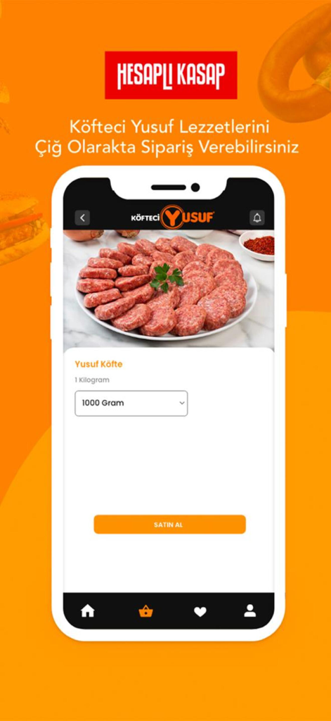 Köfteci Yusuf - Mobile app interface of Kofteci Yusuf showing raw meatball products for purchase