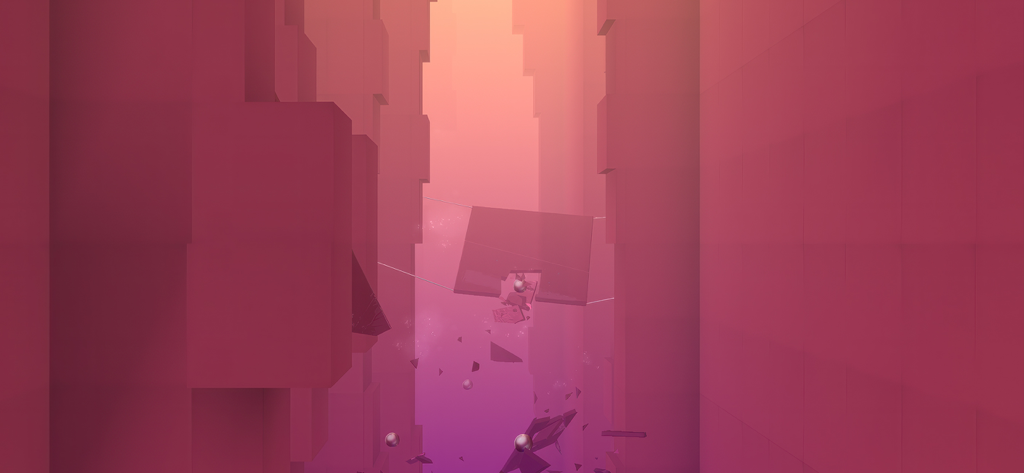 Cristal rompiéndose en una dimensión surrealista minimalista de color rosa.