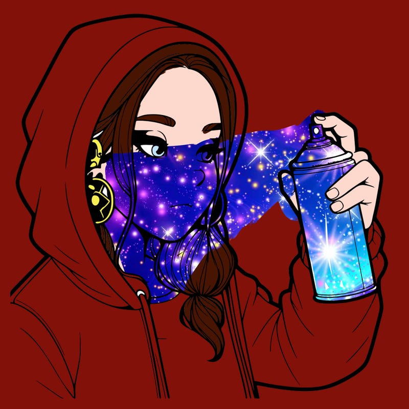 a realistic girl, spray painting