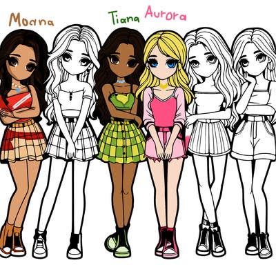 a group of girls realistic