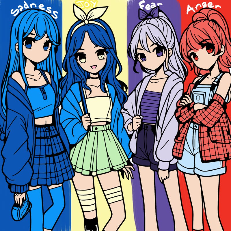 teen manga girls group of 4