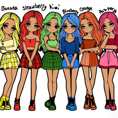 a group of girls realistic