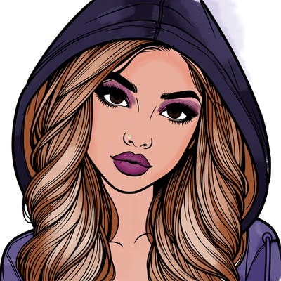 realistic beautiful girl with a hood on