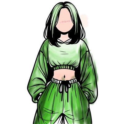 realistic girl faceless with baggy pants and a crop top