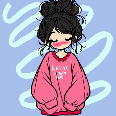 girl with baggy sweatshirt and messy bun
