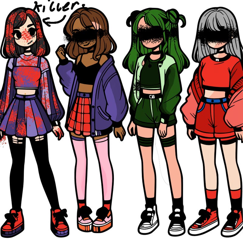 one girl with crop-top shirt and a jacket with a skirt, long socks and another girl with a shirt and pants with a jacket