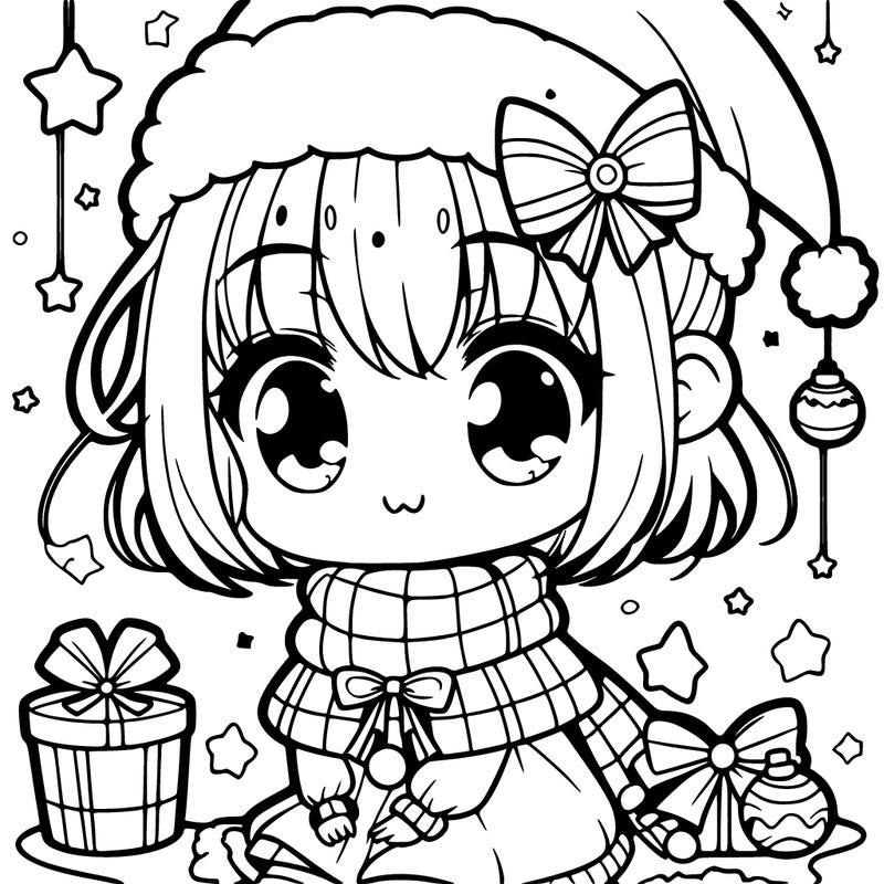 cute christmas anime girl