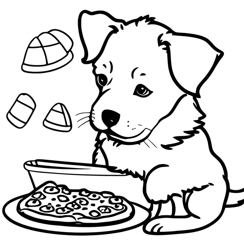 puppy with pizza