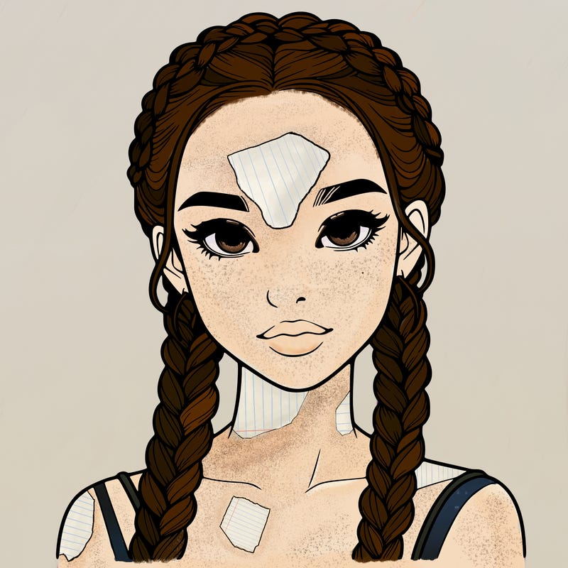 realistic girl with braids