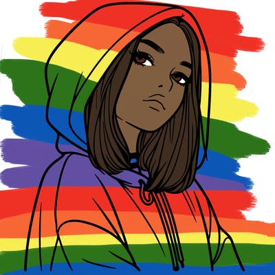 a realistic girl in a hoodie