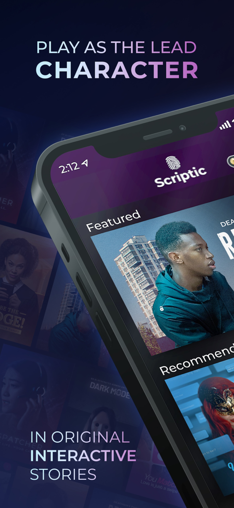 Scriptic: Crime Stories - Startbildschirm der mobilen Scriptic-App mit interaktiven Krimigeschichten