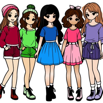 a group of five girls