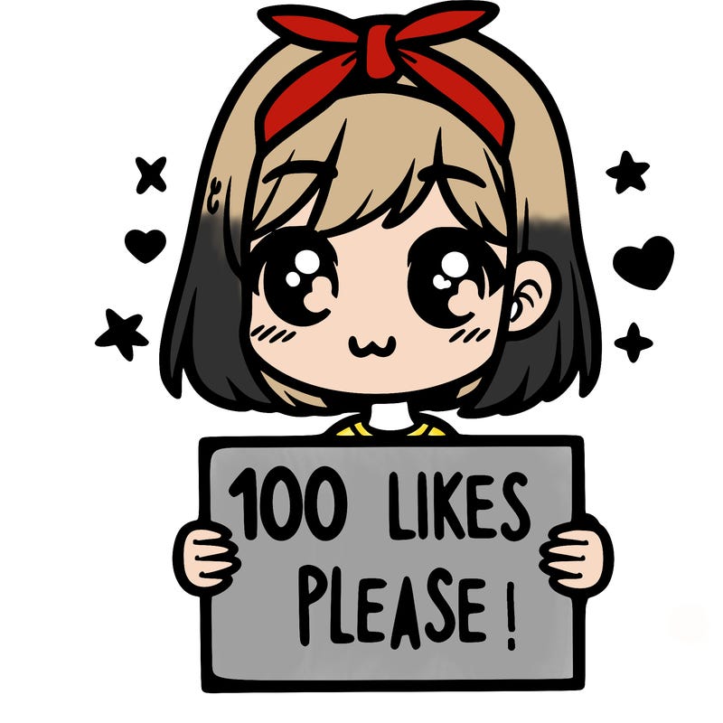 girl holding sign saying 100 likes please