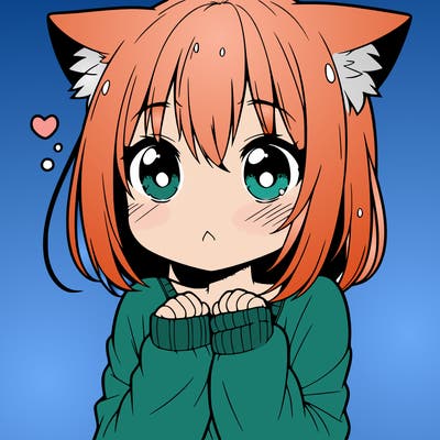 shy anime catgirl