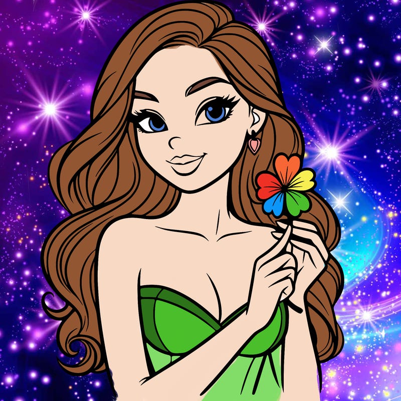 beautiful woman  carrying a clover