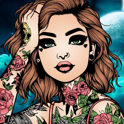 realistic girl with tattoos all over