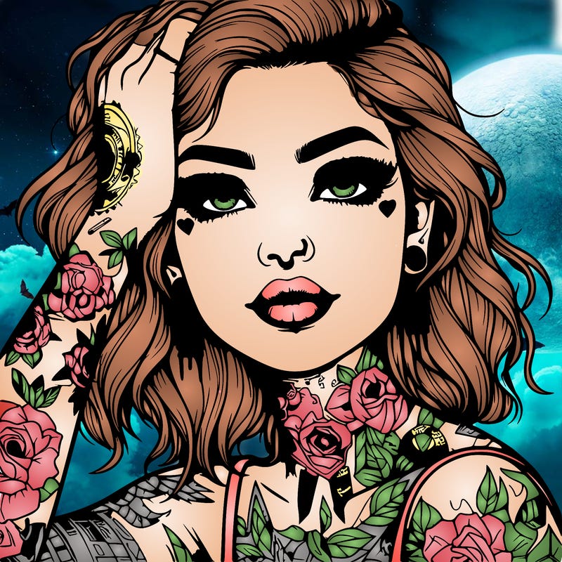 realistic girl with tattoos all over