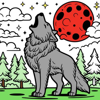 wolf howling at the moon