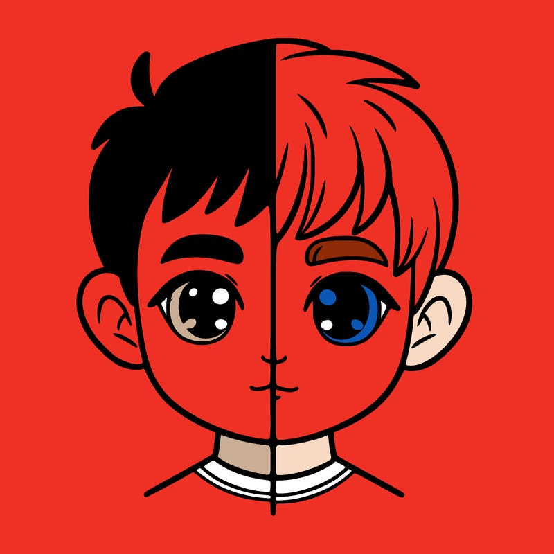 split boys face