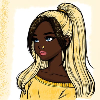 realistic girl with a high ponytail