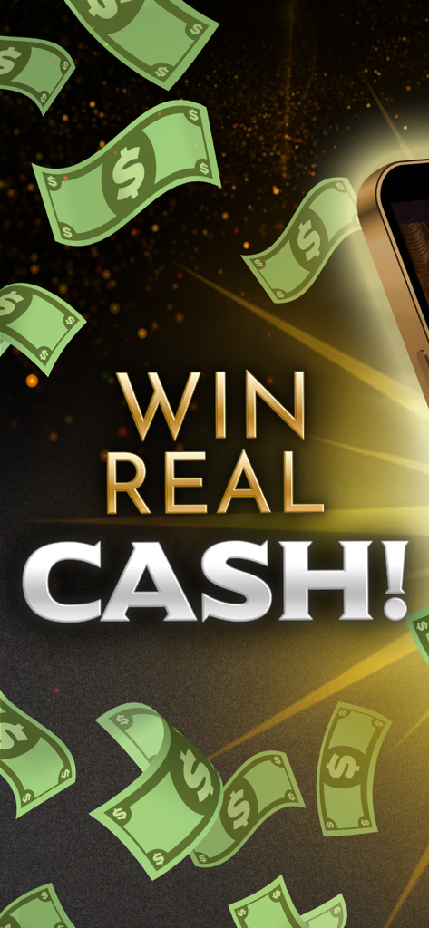 21 Blitz: Real Money Blackjack - Promotional graphic for 21 Blitz featuring falling money and the text Win Real Cash