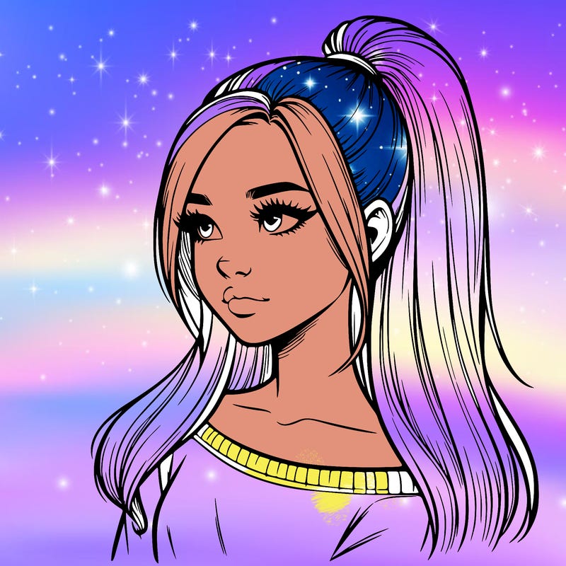 realistic girl with a high ponytail