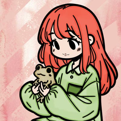 girl with long hair and a oversized shirt. and she is holding a frog