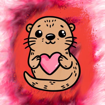 otter with a heart