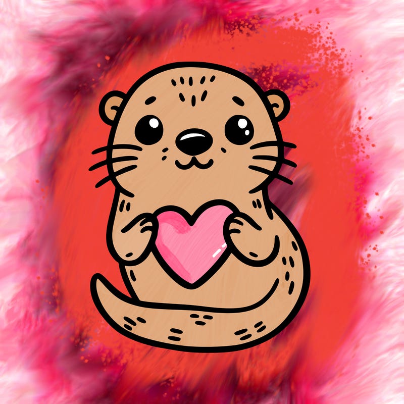 otter with a heart