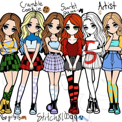 a group of girls realistic