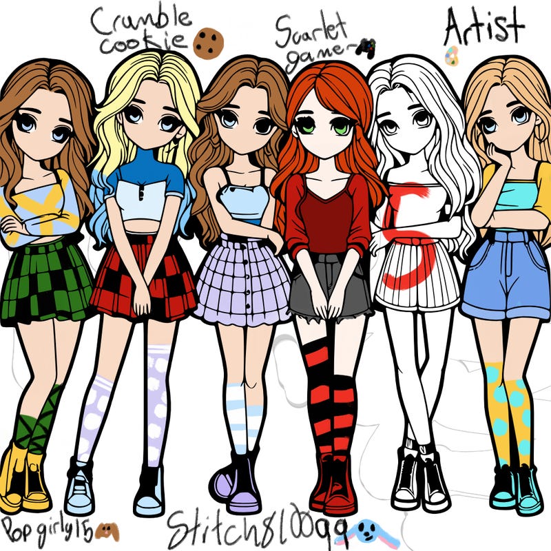 a group of girls realistic