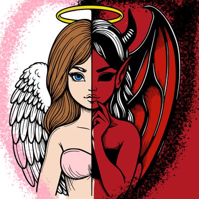 realistic angel half demon