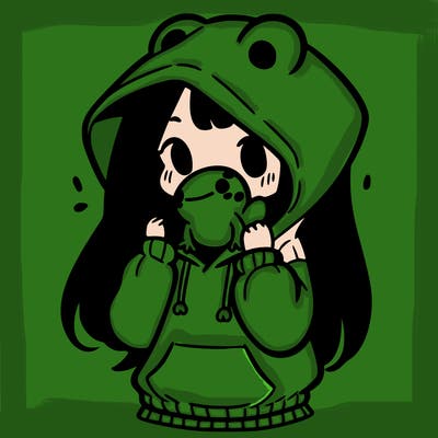 a girl holding a froggy hoodie