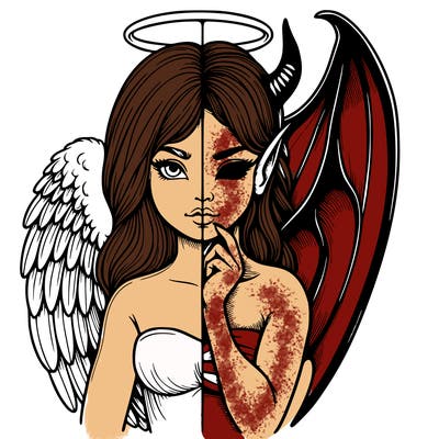 realistic angel half demon
