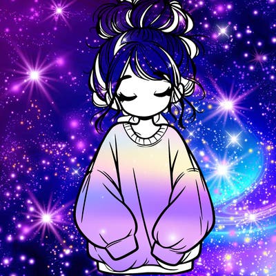 girl with baggy sweatshirt and messy bun